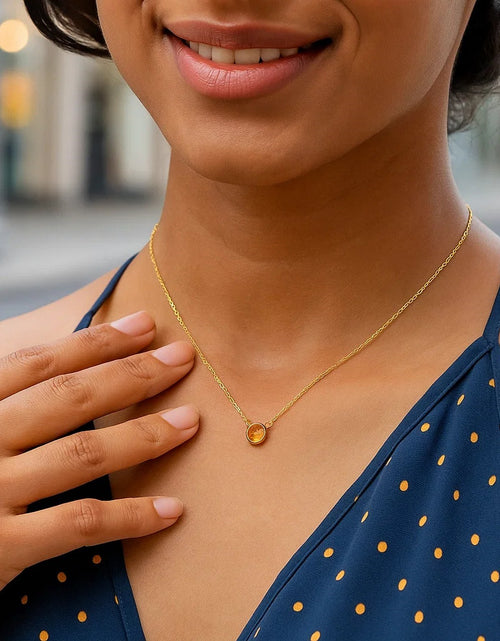 Load image into Gallery viewer, 14K Yellow Gold Round Citrine Bezel Necklace 17 Inch
