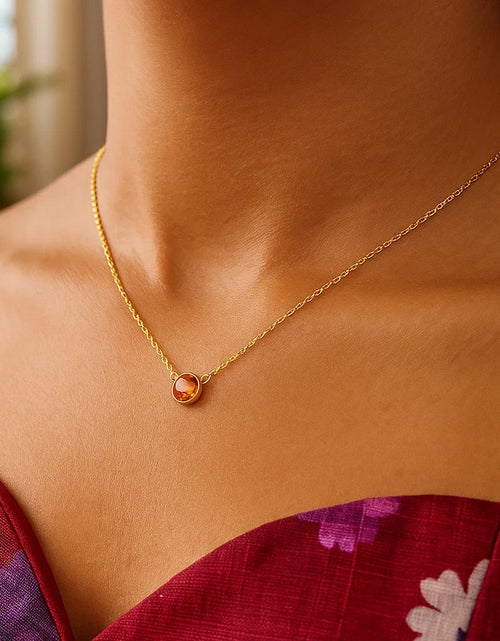 Load image into Gallery viewer, 14K Yellow Gold Round Citrine Bezel Necklace 17 Inch
