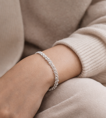 925 Sterling “Silver Cascade” Bracelet – Textured Statement Chain