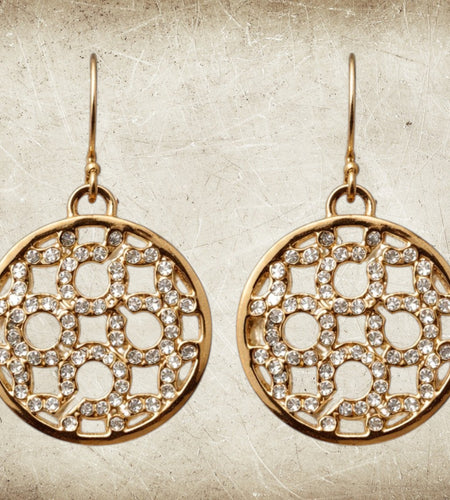 Coach Gold Tone Crystal Logo Drop Earrings – Signature C Statement Earrings