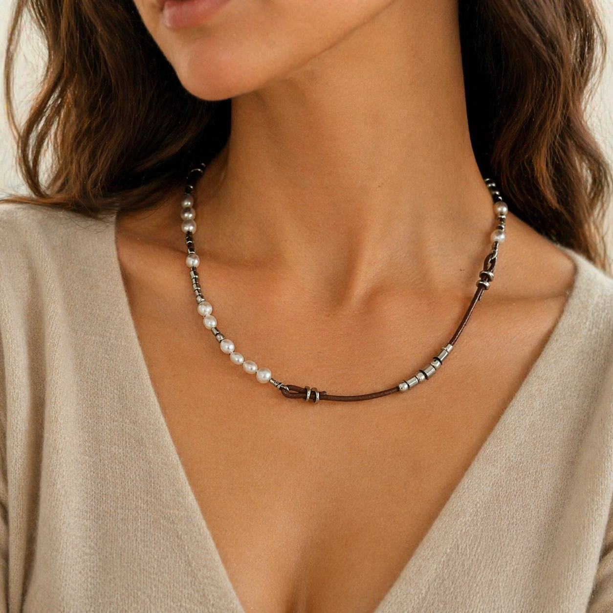 Pre-Owned Silpada Leather & Silver Necklace - Retired Design
