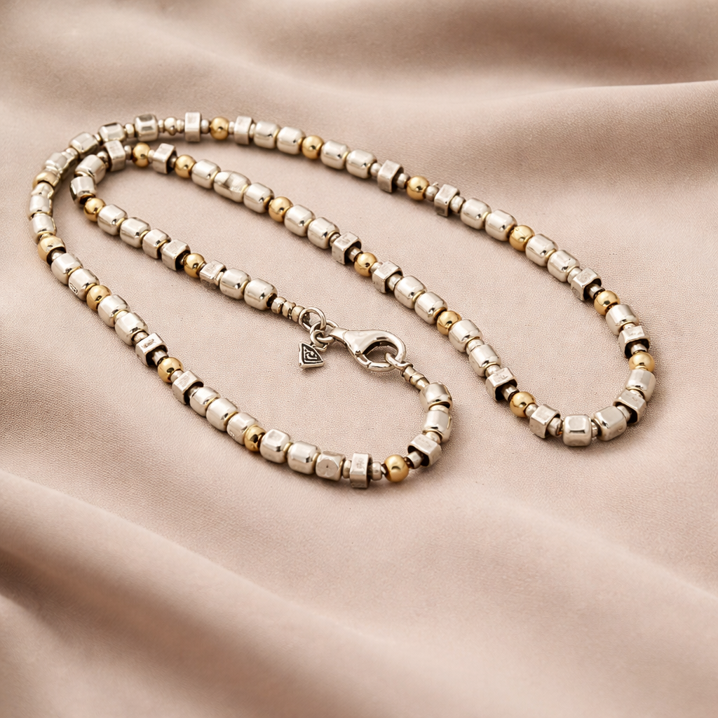Pre-Owned Silpada Sterling Silver / Gold Filled Bead Necklace - Retired Design