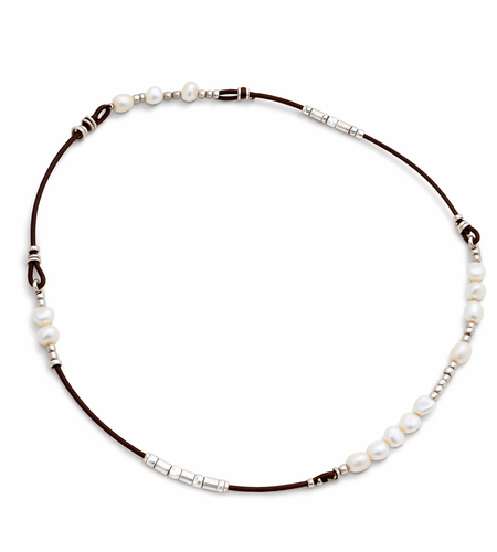 Pre-Owned Silpada Leather & Silver Necklace - Retired Design