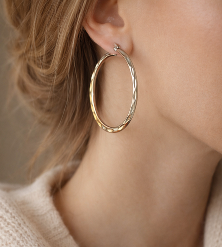 925 Sterling Silver “Luxe Facet Hoop” Earrings – Polished Statement Hoops