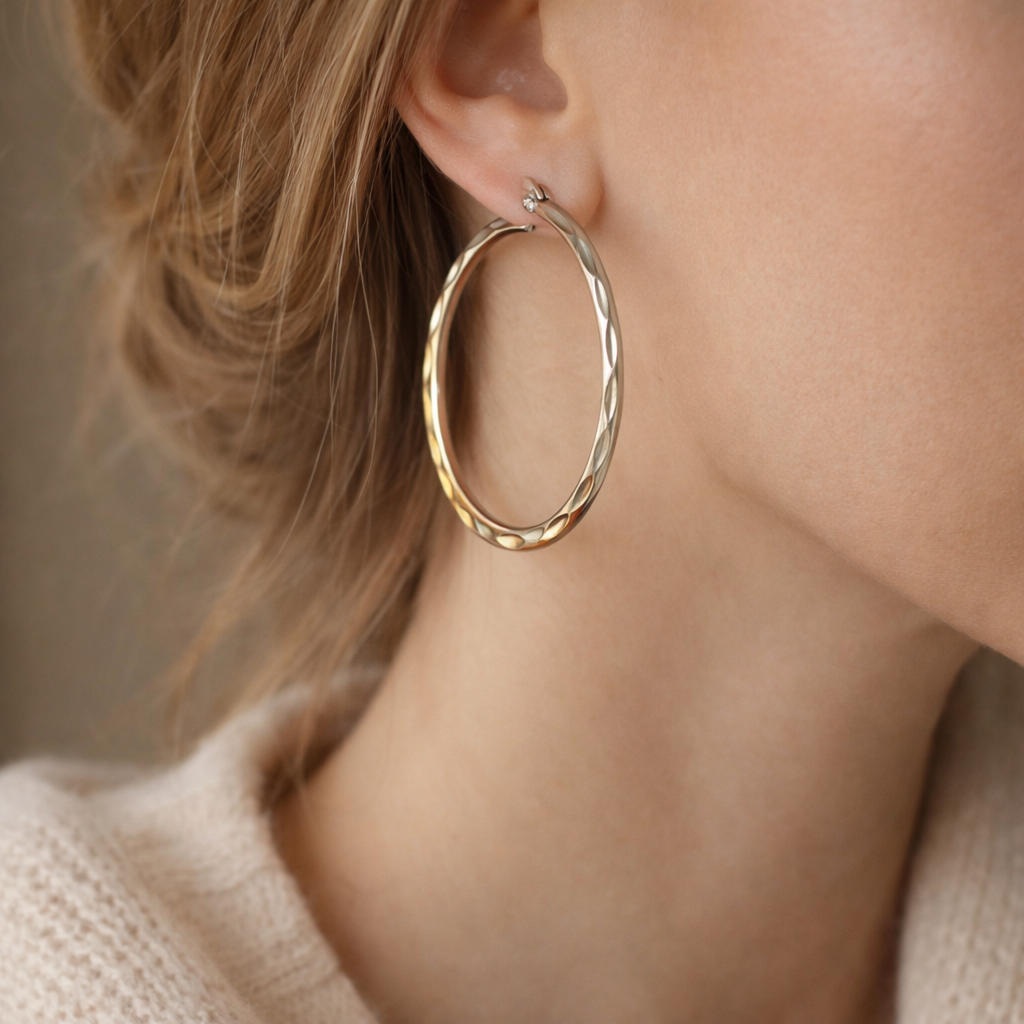 925 Sterling Silver “Luxe Facet Hoop” Earrings – Polished Statement Hoops
