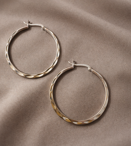 925 Sterling Silver “Luxe Facet Hoop” Earrings – Polished Statement Hoops