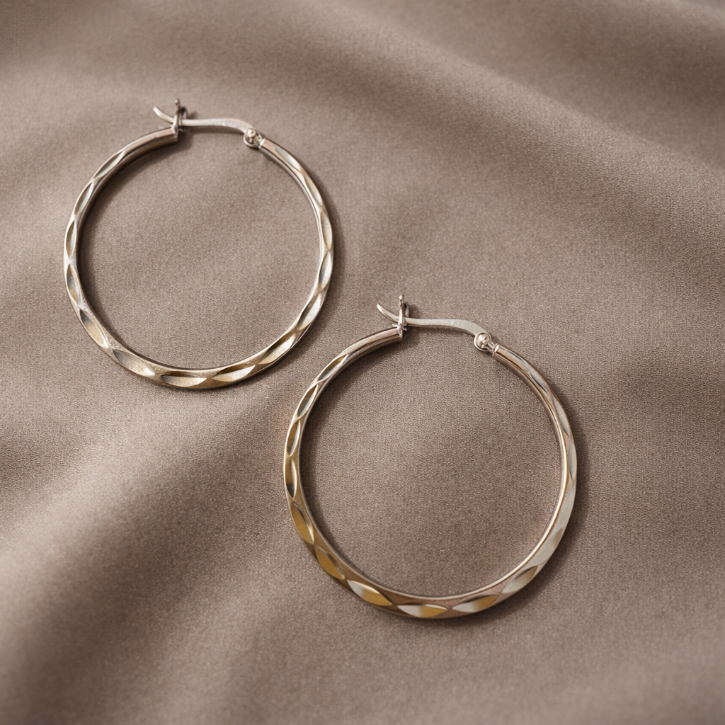 925 Sterling Silver “Luxe Facet Hoop” Earrings – Polished Statement Hoops