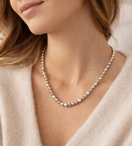 Pre-Owned Silpada Sterling Silver / Gold Filled Bead Necklace - Retired Design