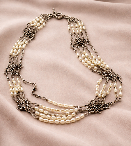 Pre-Owned Silpada 5-Strand Sterling Silver Pearl Necklace - Retired Design