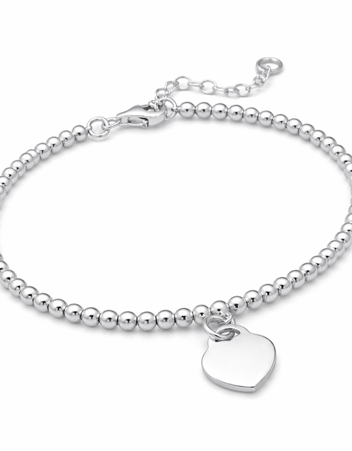 Load image into Gallery viewer, 925 Sterling Silver "Petite Heart Signature" Bracelet with Engravable Heart Charm
