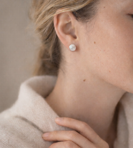 925 Sterling Silver “Soft Hammered Dome Stud” Earrings – Minimalist Textured Studs