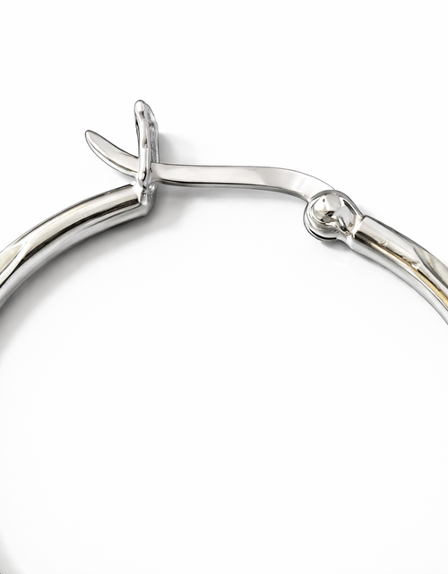 Load image into Gallery viewer, 925 Sterling Silver “Luxe Facet Hoop” Earrings – Polished Statement Hoops
