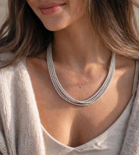 Pre-Owned Silpada Sterling Silver 3-Strand Popcorn Necklace - Retired Design