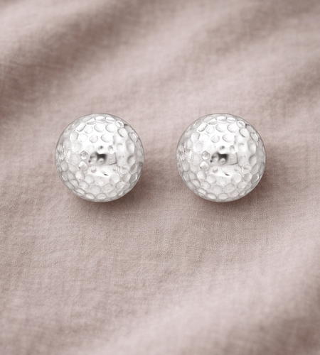 925 Sterling Silver “Soft Hammered Dome Stud” Earrings – Minimalist Textured Studs