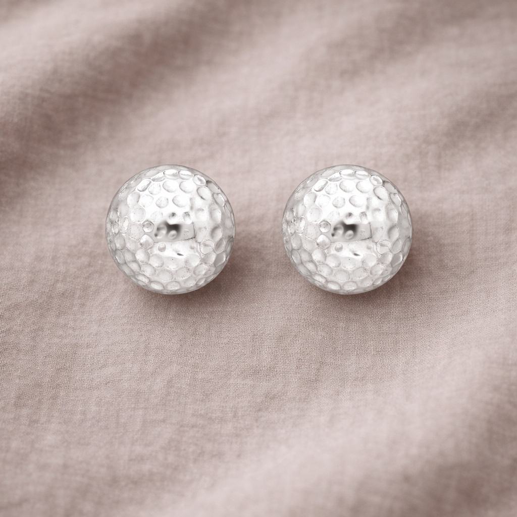 925 Sterling Silver “Soft Hammered Dome Stud” Earrings – Minimalist Textured Studs