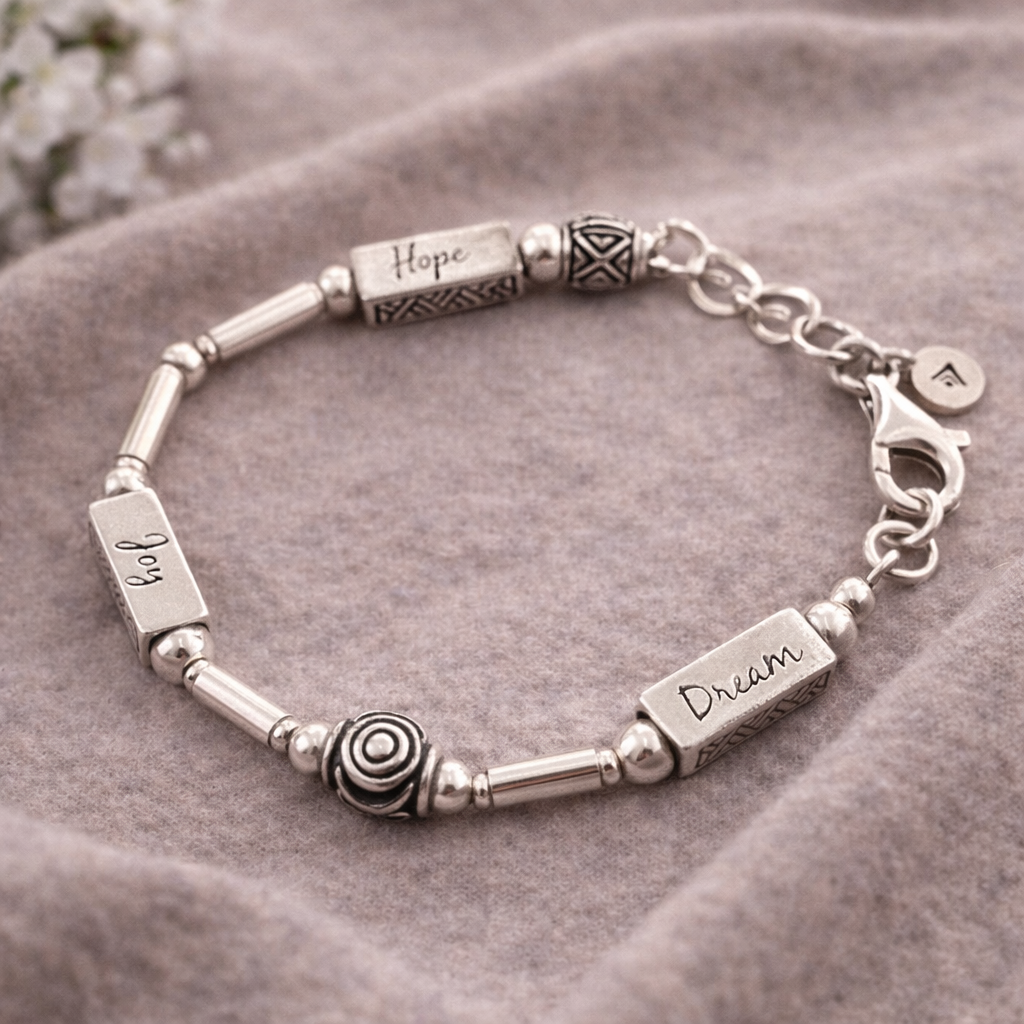 Pre-Owned Silpada Sterling Message Bracelet - Retired Design
