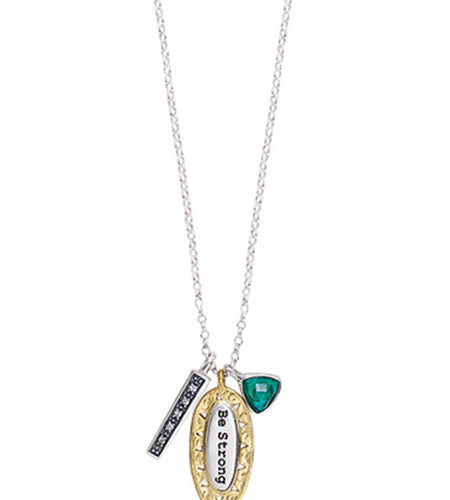 Pre-owned Silpada"Be Strong" SS Turquoise Pendant Adjustable Chain Necklace (N3183)