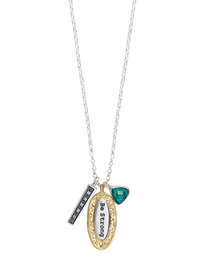 Pre-owned Silpada"Be Strong" SS Turquoise Pendant Adjustable Chain Necklace (N3183)