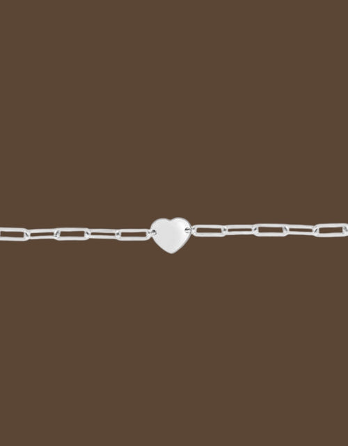 Load image into Gallery viewer, Sterling Silver Rhodium-Plated Engravable Heart Paperclip Bracelet
