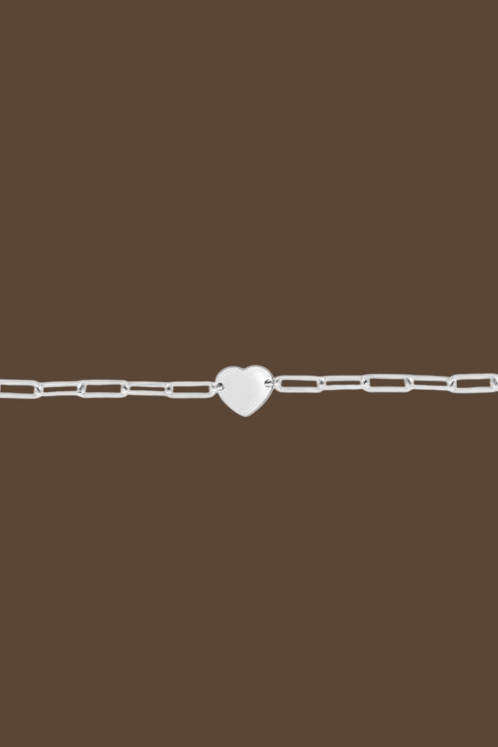 Sterling Silver Rhodium-Plated Engravable Heart Paperclip Bracelet