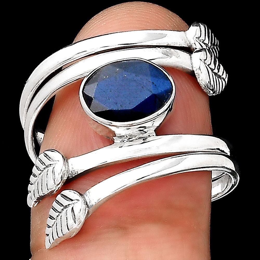Natural Blue Labradorite Ring 925 Sterling Silver Wrap Ring Size 7