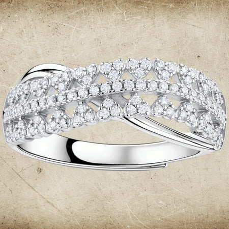 Moissanite Infinity Crossover Ring in 925 Sterling Silver