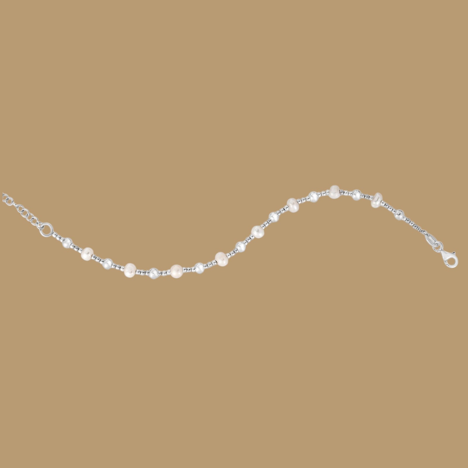 Sterling Silver Pearl and Bead Bracelet