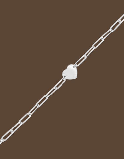 Load image into Gallery viewer, Sterling Silver Rhodium-Plated Engravable Heart Paperclip Bracelet
