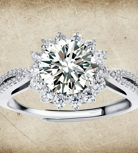 Simply Savvy Stellar Halo Moissanite Ring