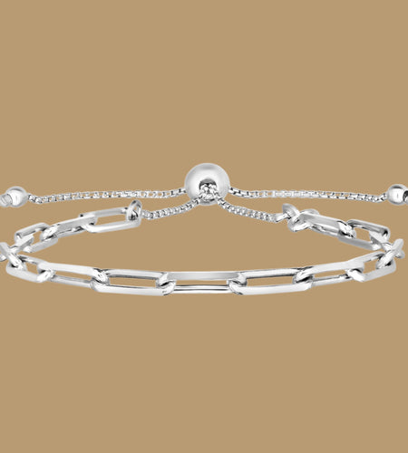Sterling Silver Adjustable Paperclip Link Bracelet