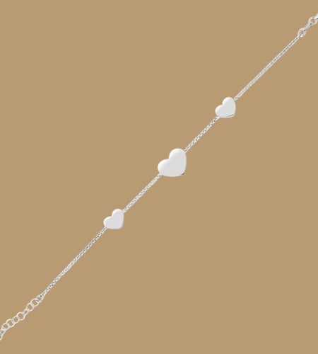 Sterling Silver Hearts Station Bracelet