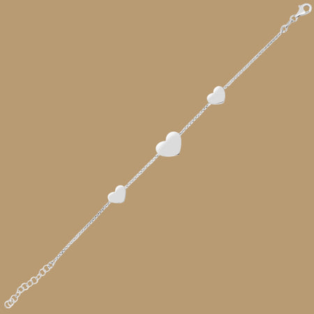 Sterling Silver Hearts Station Bracelet