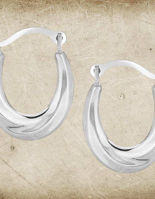 Load image into Gallery viewer, 10K White Gold Oval Hoop Earrings
