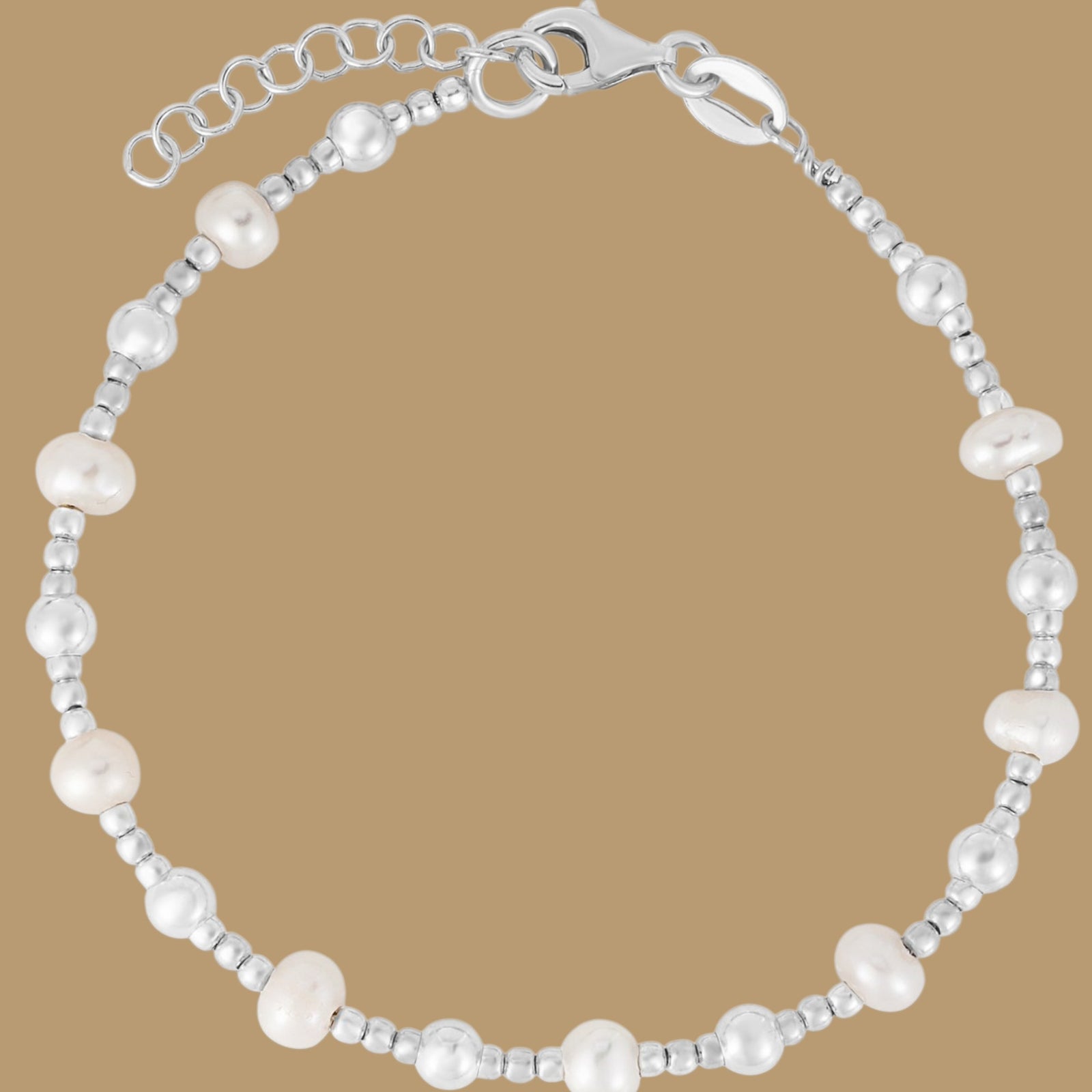 Sterling Silver Pearl and Bead Bracelet