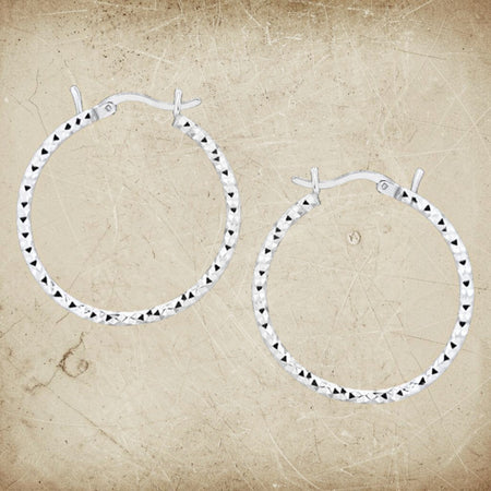 Sterling Silver Faceted Hoop Earrings