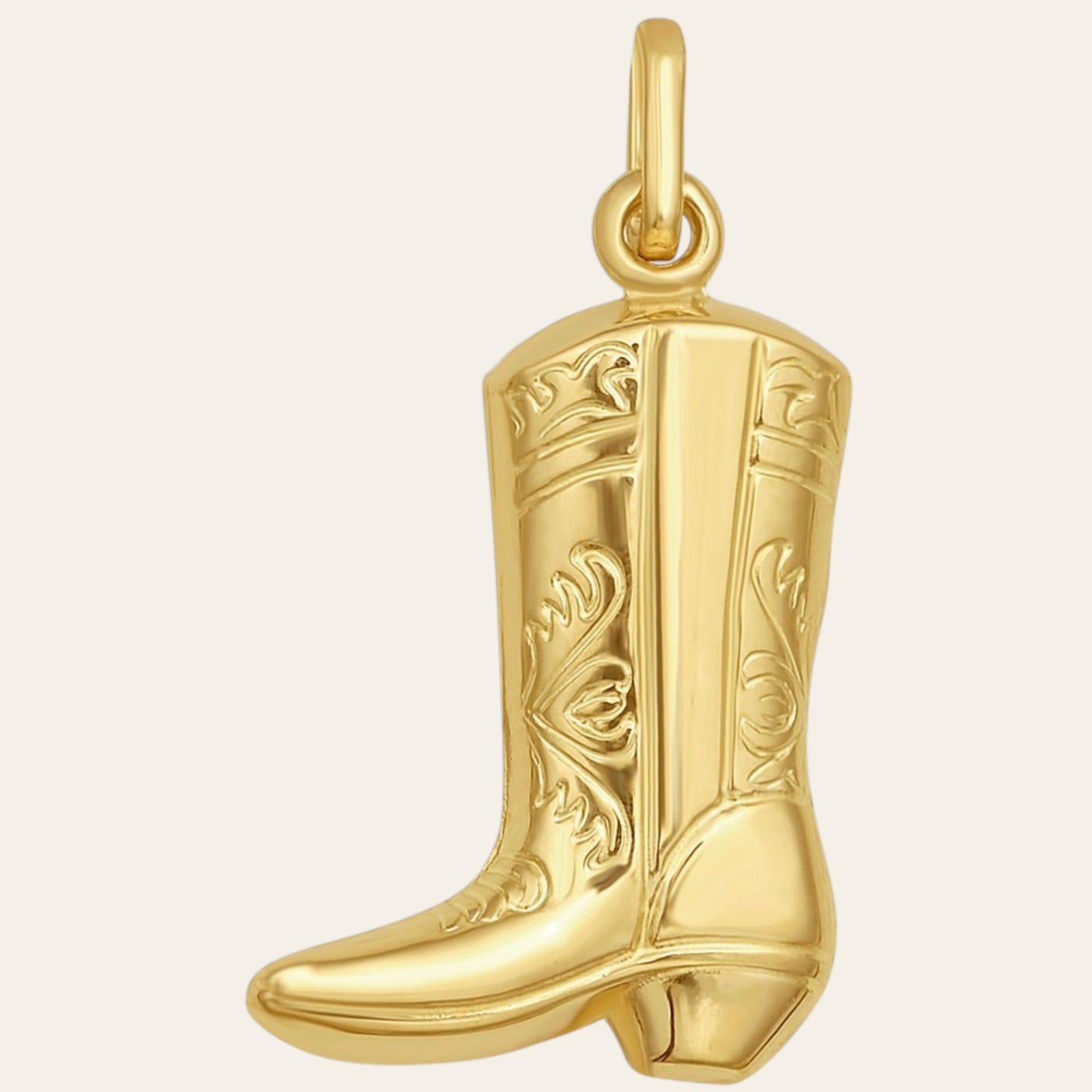 14K Yellow Gold Cowboy Boot Charm Pendant