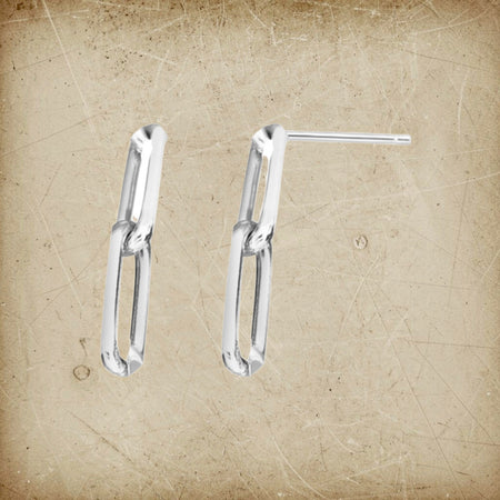 Sterling Silver Paperclip Link Dangle Earrings