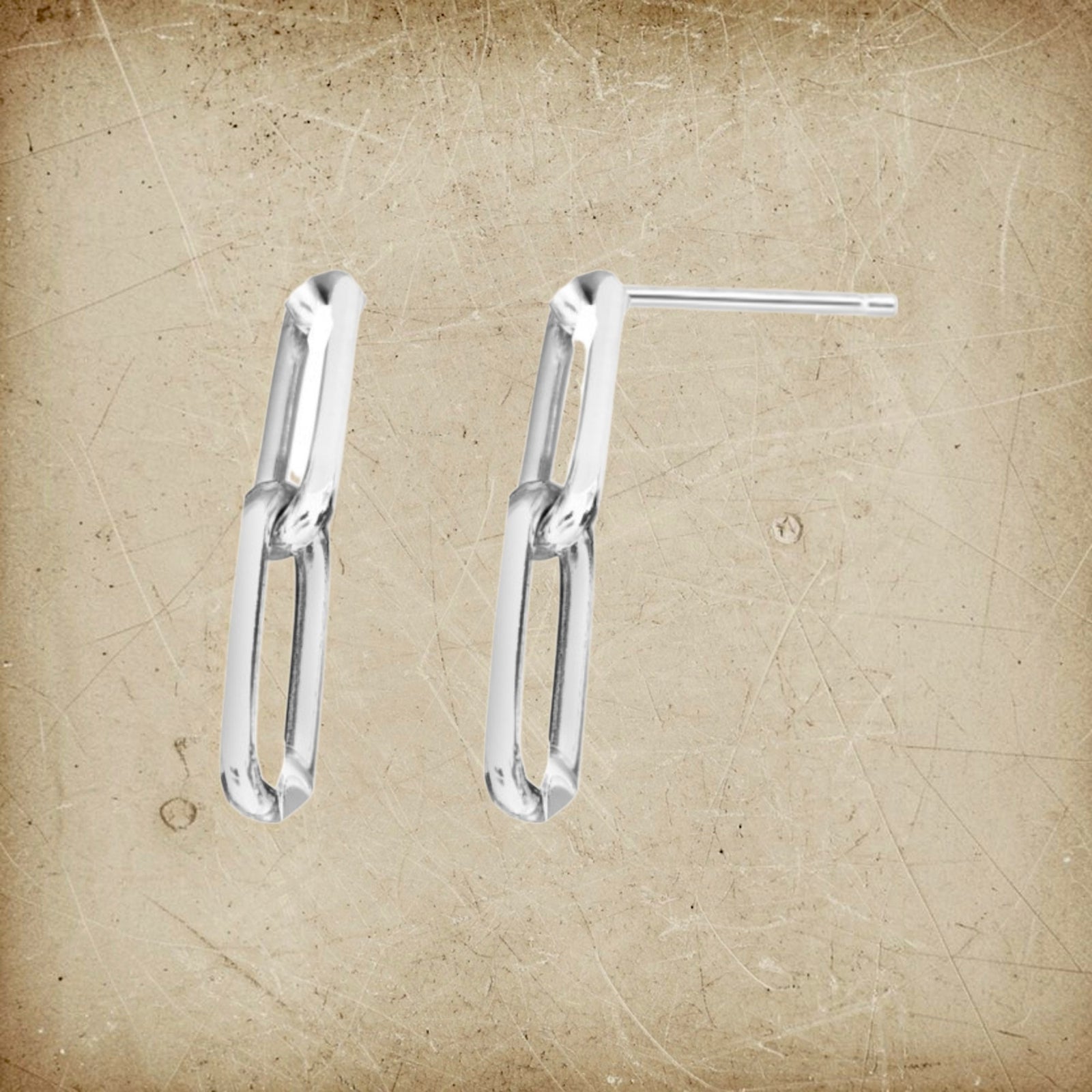 Sterling Silver Paperclip Link Dangle Earrings