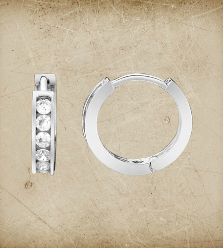 Sterling Silver Petite CZ Hoop Earrings