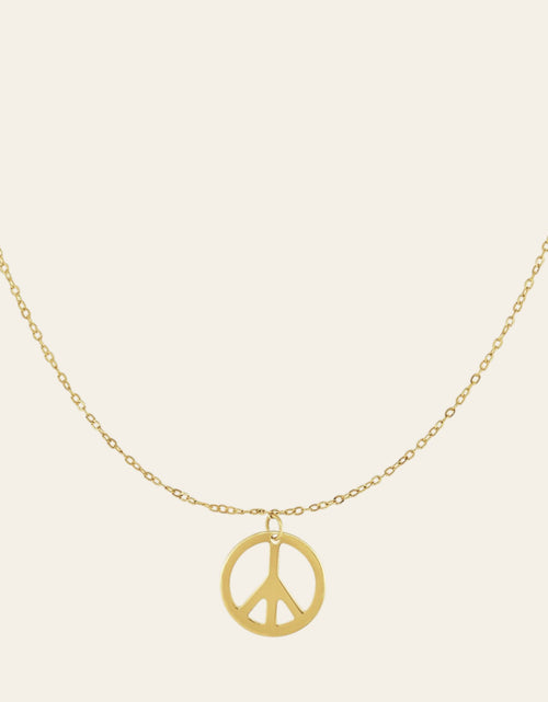 Load image into Gallery viewer, 14K Yellow Gold Peace Symbol Pendant Necklace 17 Inch
