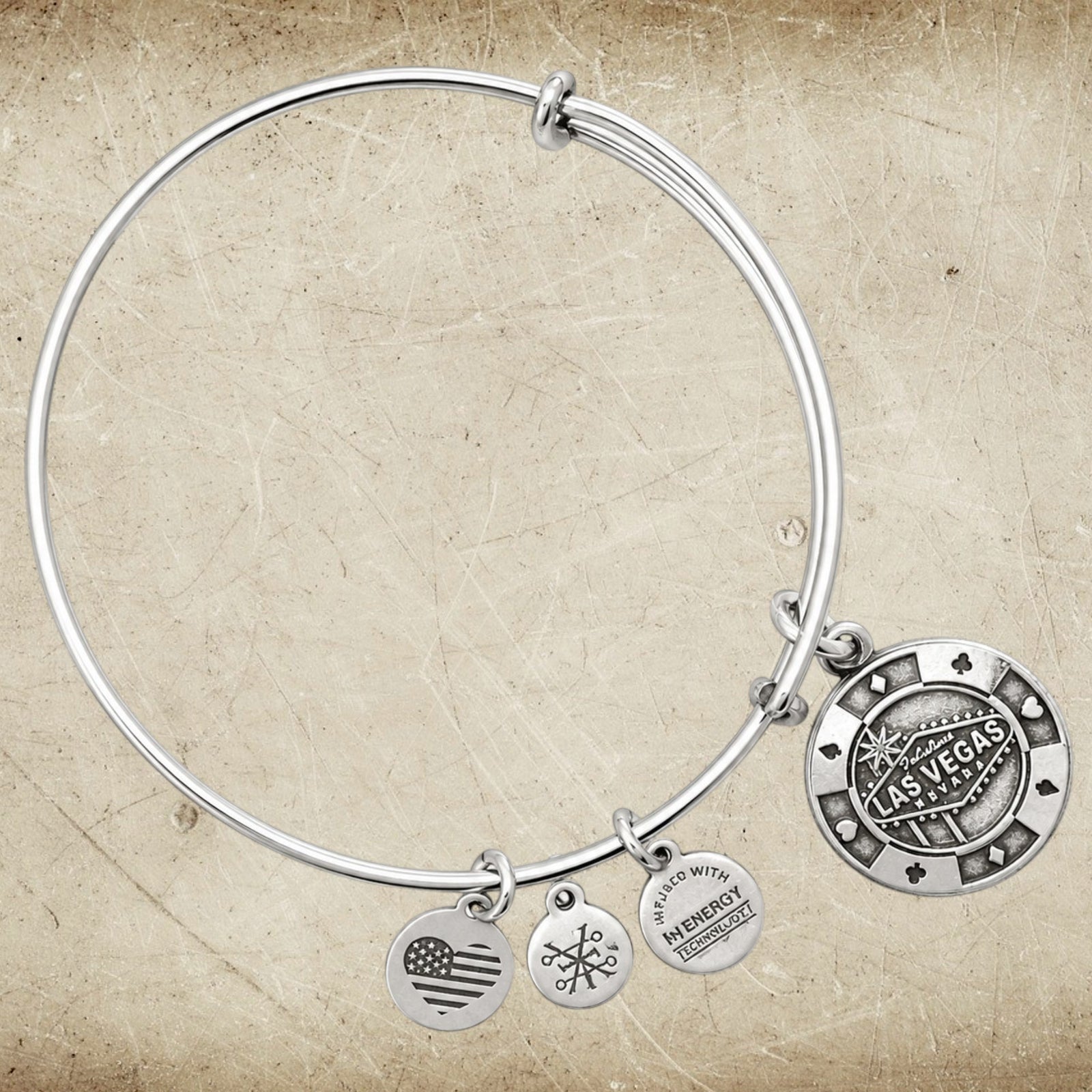 Alex and Ani Las Vegas Casino Chip Charm Expandable Bangle Bracelet