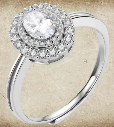 Simply Savvy Double Halo Promise Moissanite Ring