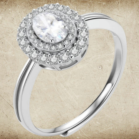 Simply Savvy Double Halo Promise Moissanite Ring