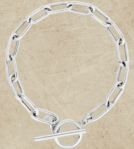 Sterling Silver Paperclip Toggle Bracelet