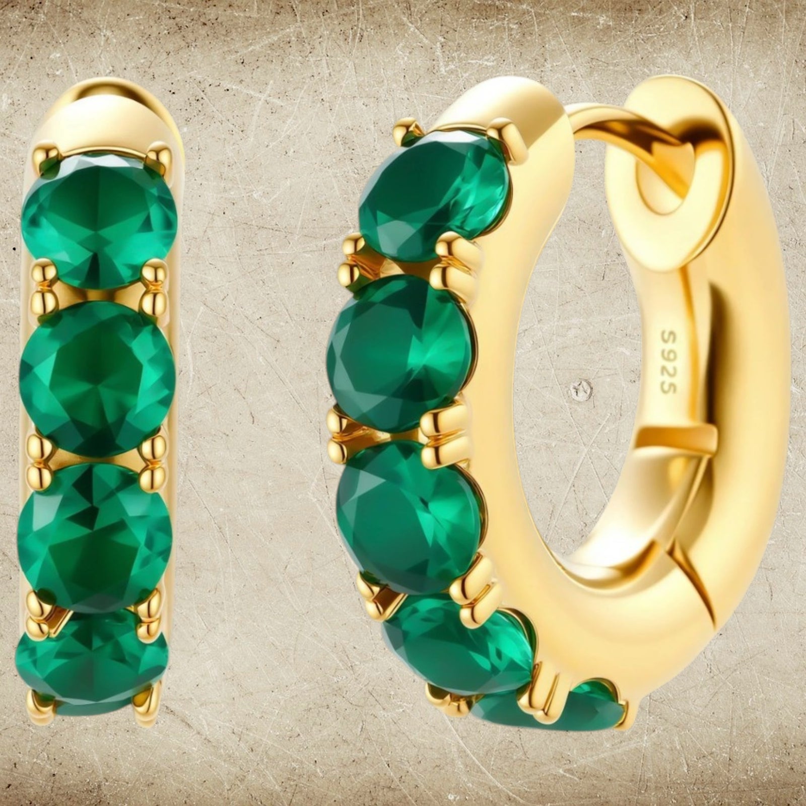 Simply Savvy Emerald Huggie Hoops