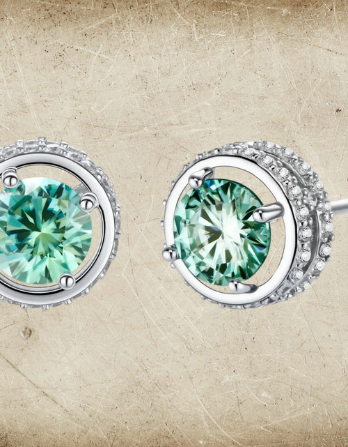 Load image into Gallery viewer, Simply Savvy Emerald Spark Halo Studs
