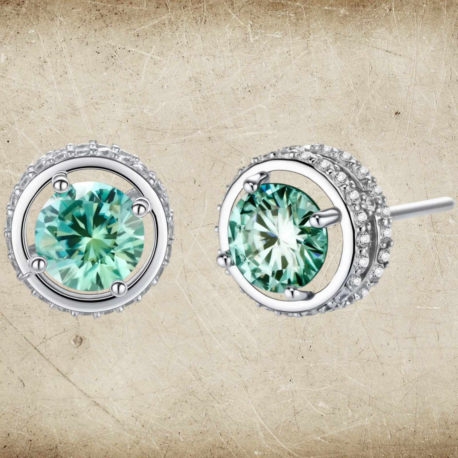 Simply Savvy Emerald Spark Halo Studs