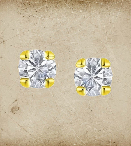 14K Yellow Gold 2mm CZ Stud Earrings