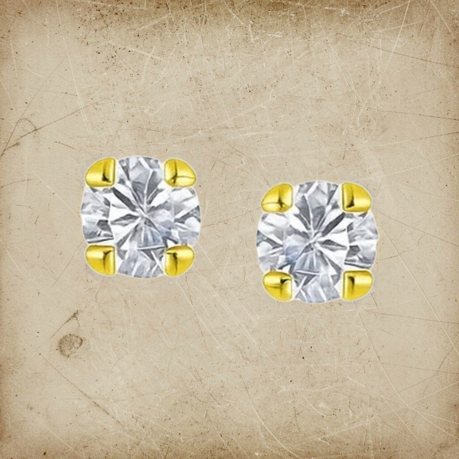 14K Yellow Gold 2mm CZ Stud Earrings