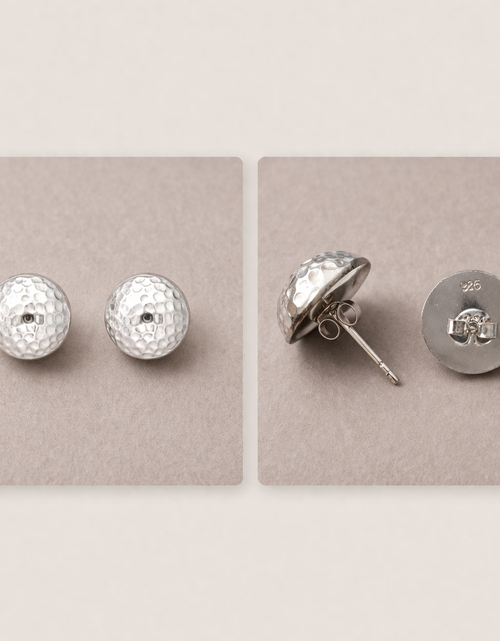 Load image into Gallery viewer, 925 Sterling Silver “Soft Hammered Dome Stud” Earrings – Minimalist Textured Studs
